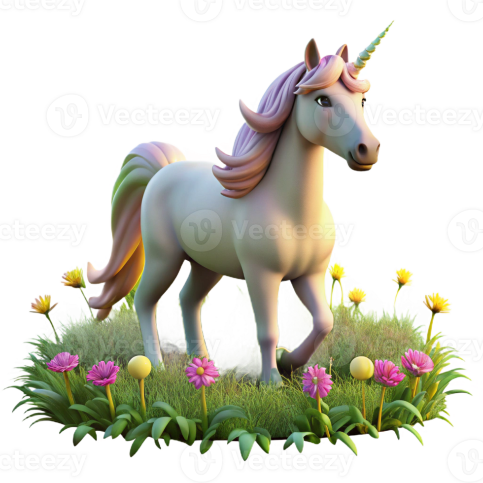 dramatic traditional A Mystical Unicorn Grazing in a Meadow Of high quality png