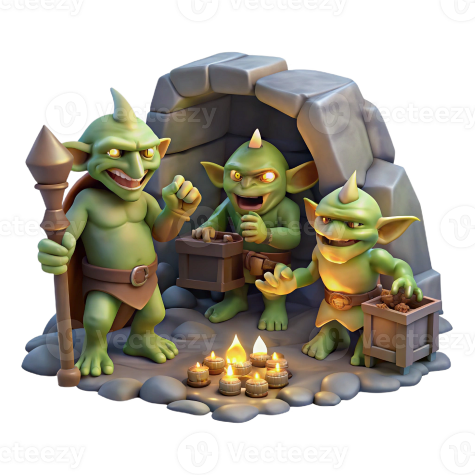 stunning vintage A Group of Goblins Feasting on Stolen Tre genuine png
