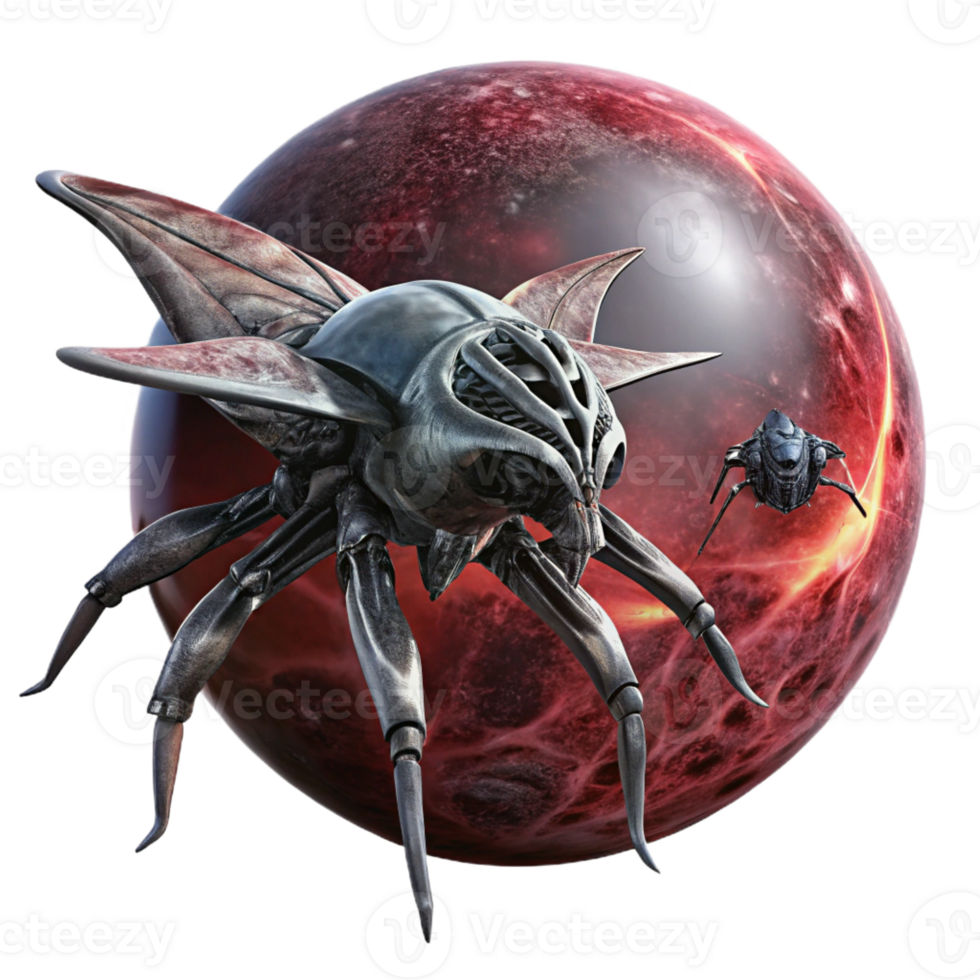 dramatic modern A Colossal Biomechanical Spaceship Rese professional png