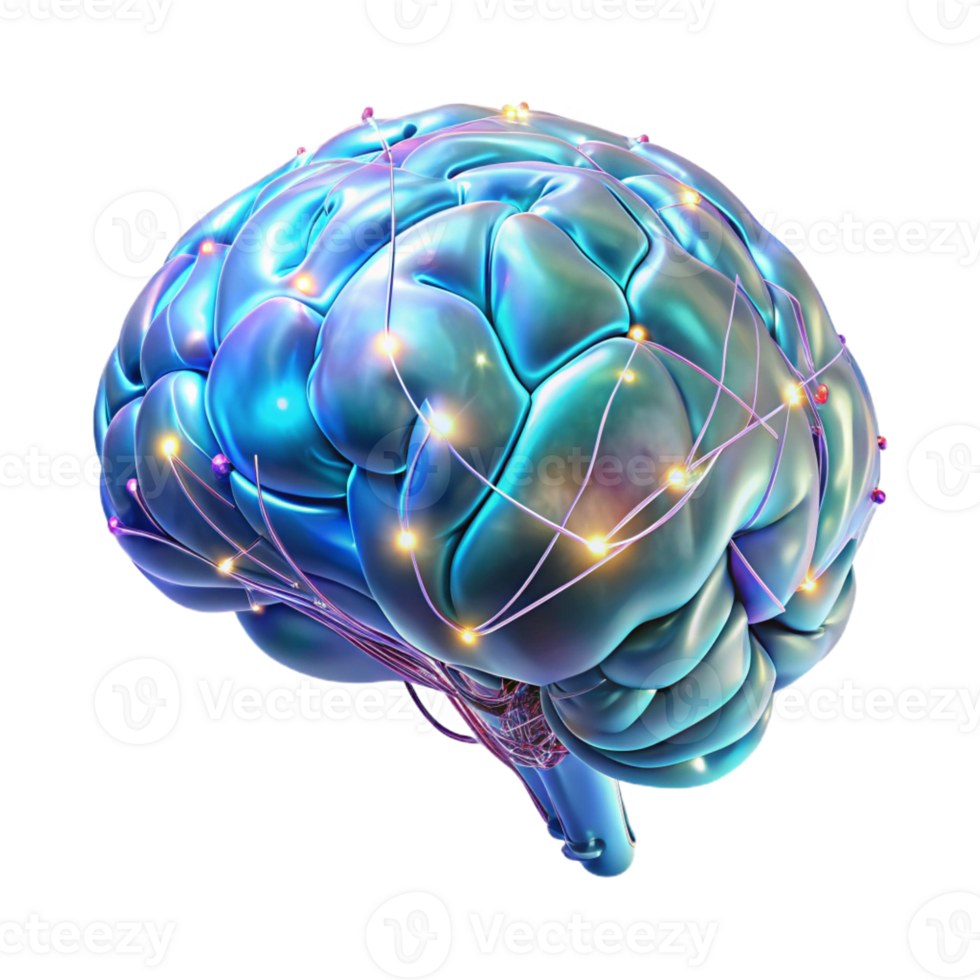 serene minimalist A Holographic Projection of a Human Brain authentic png