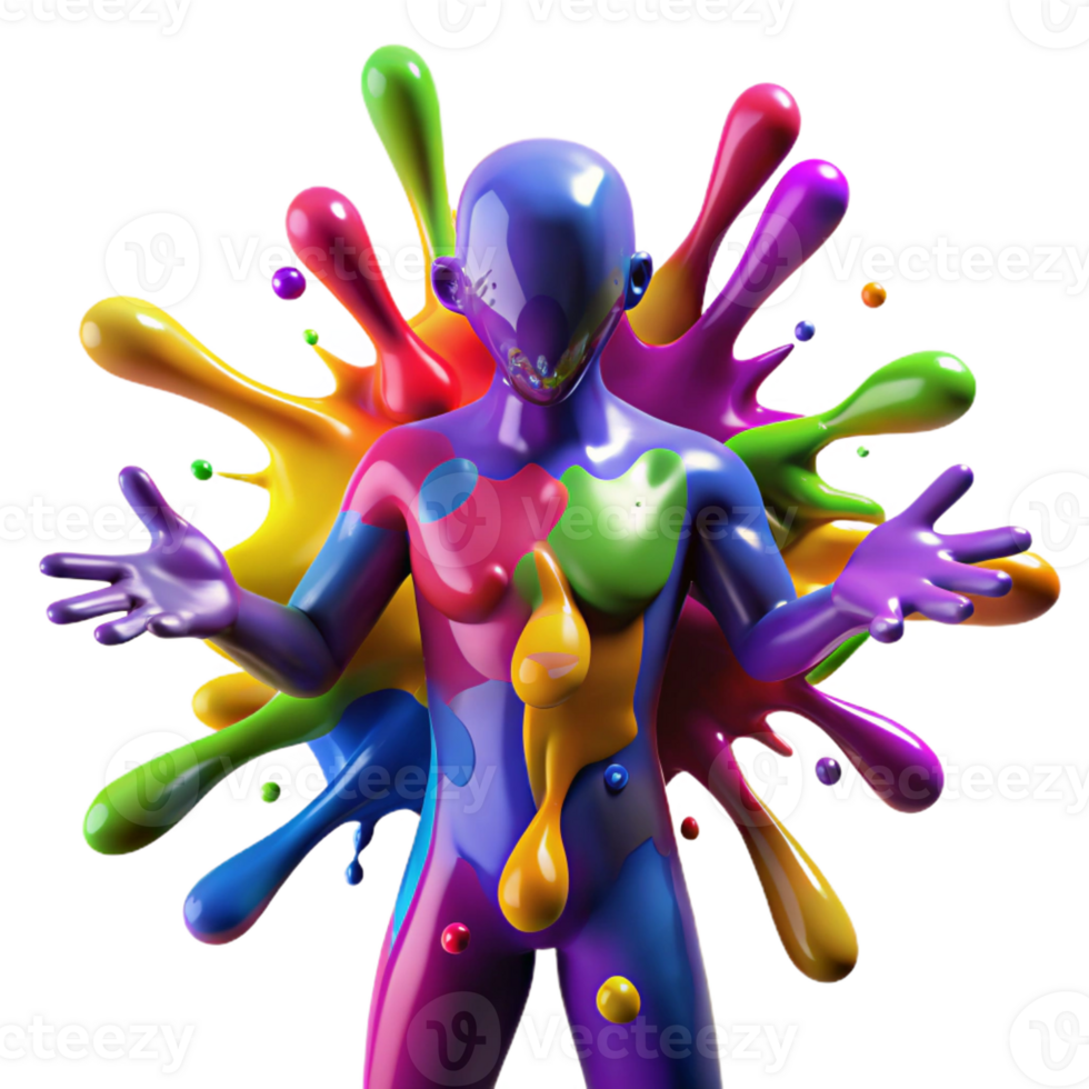 serene modern A Chaotic Explosion of Vibrant Paint Spl premium png