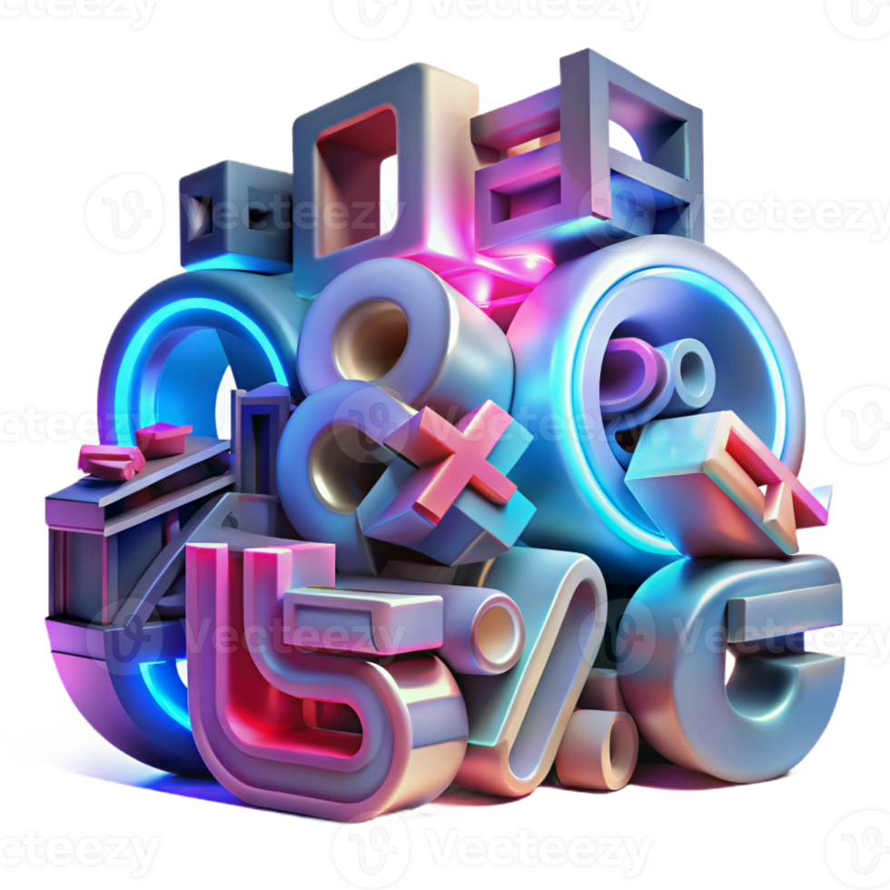 wonderful modern A Chaotic Jumble of Letters and Numbers 4K png