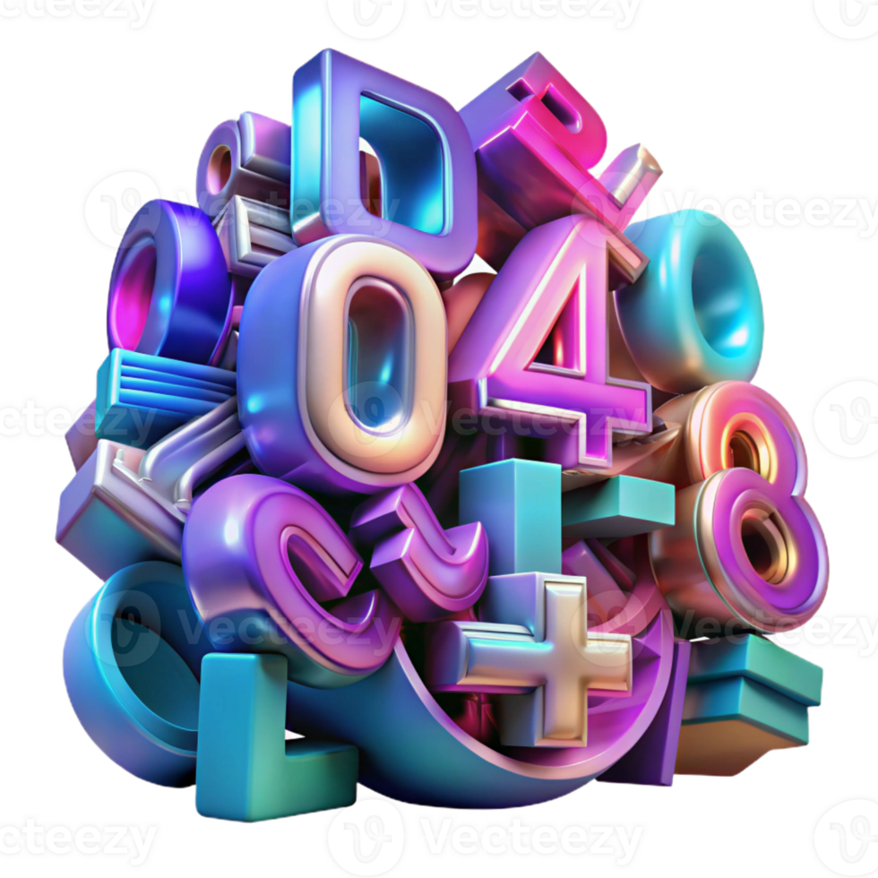 beautiful creative A Chaotic Jumble of Letters and Numbers 4K png