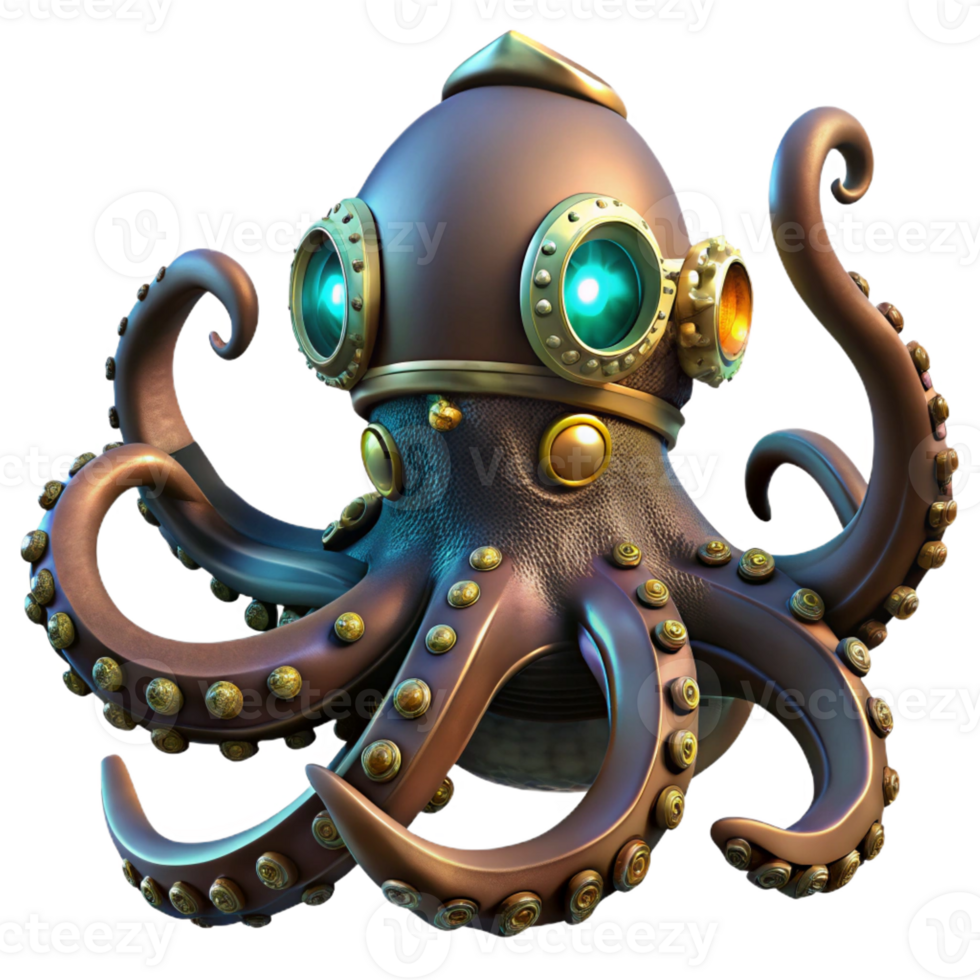 dramatic contemporary A Steampunk Octopus with Bra high resolution png