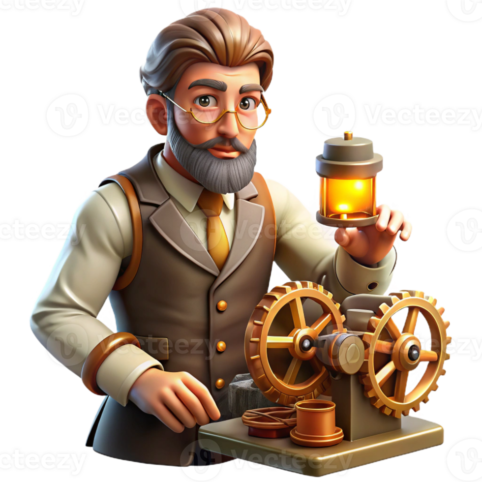elegant artistic A Portrait of a Steampunk Inventor Workin authentic png