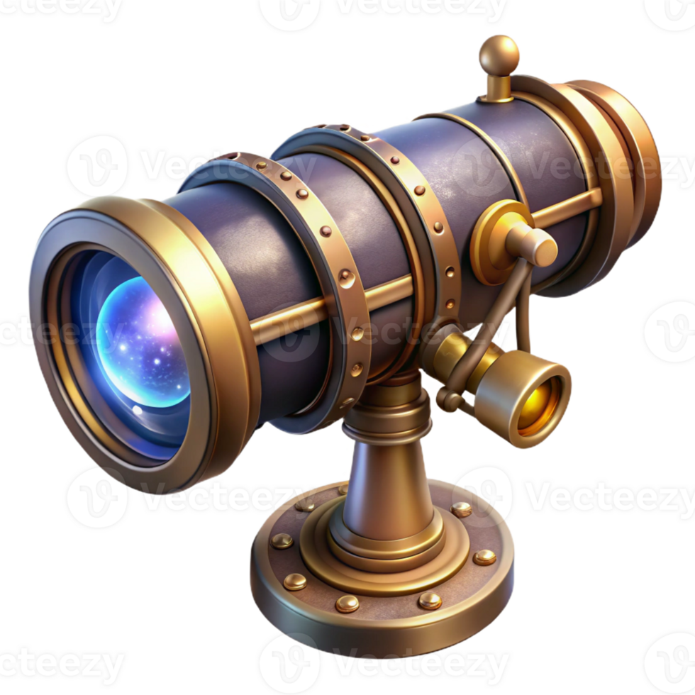 impressive vintage A Steampunk Telescope Pointing Towards A authentic png