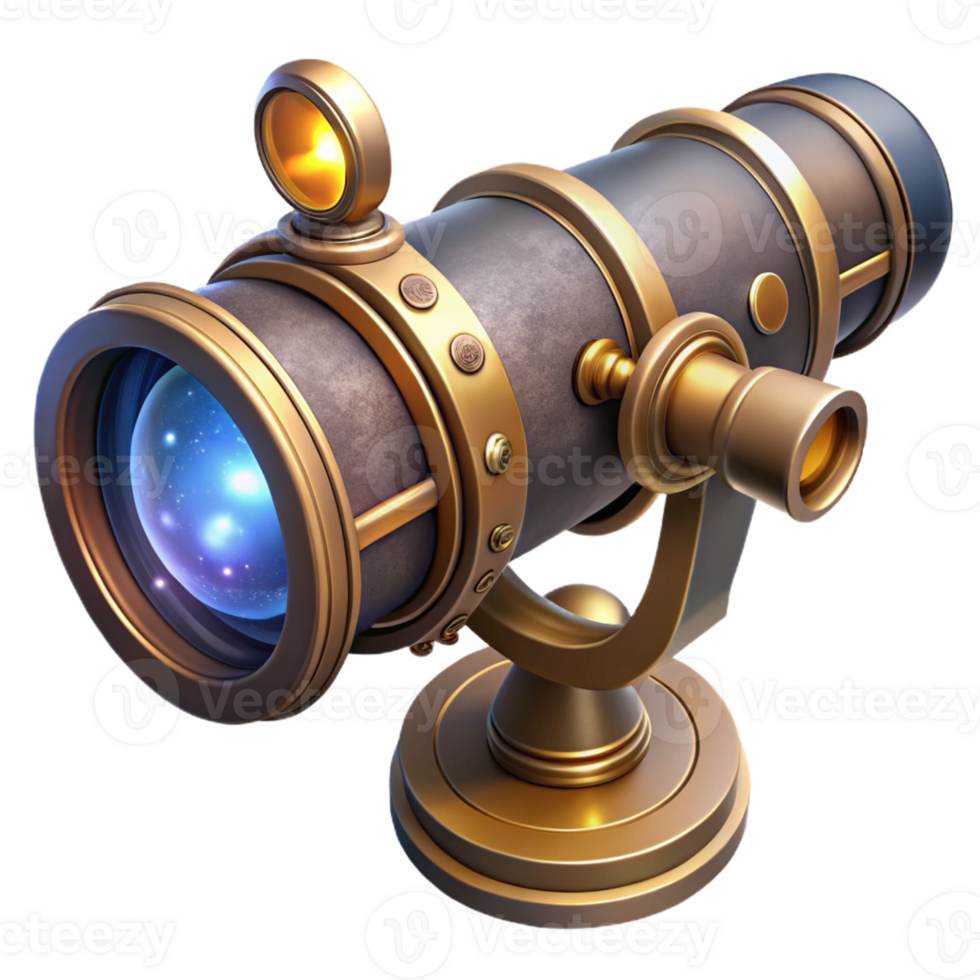 serene classic A Steampunk Telescope Pointing Towards A high resolution png