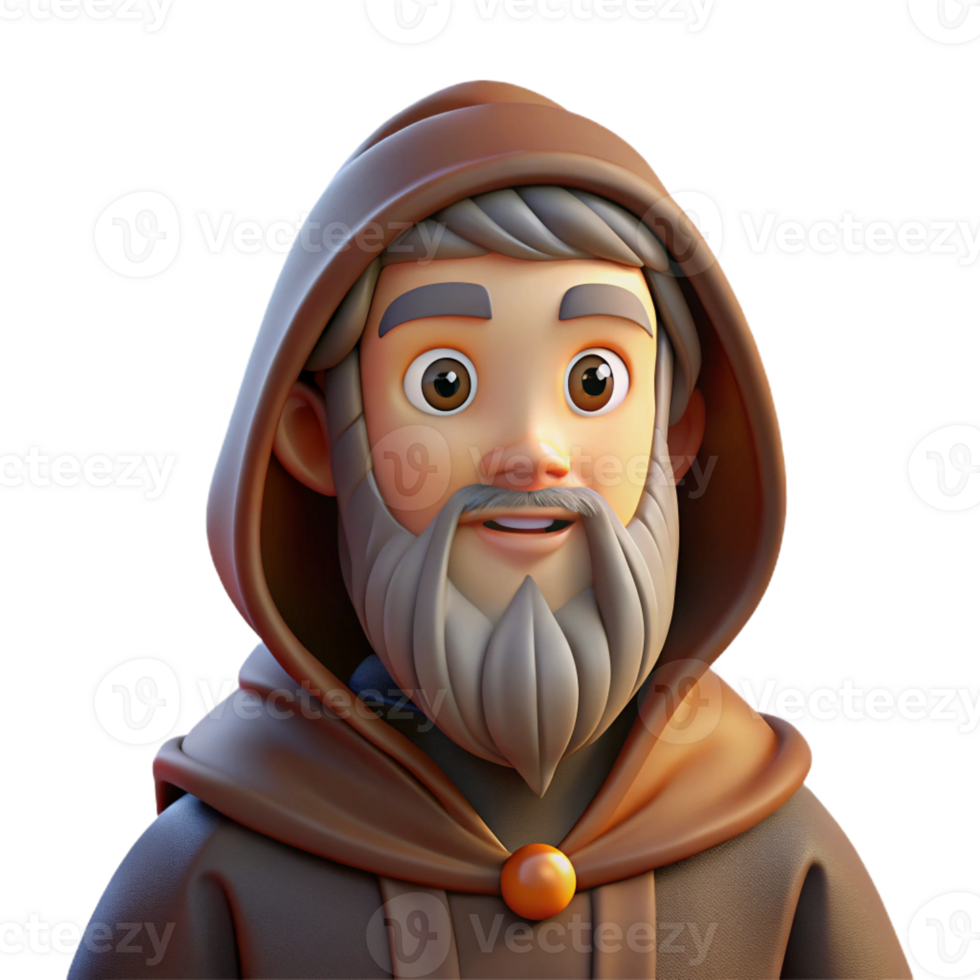 elegant artistic A Man with a Long Flowing Beard and Wise 4K png