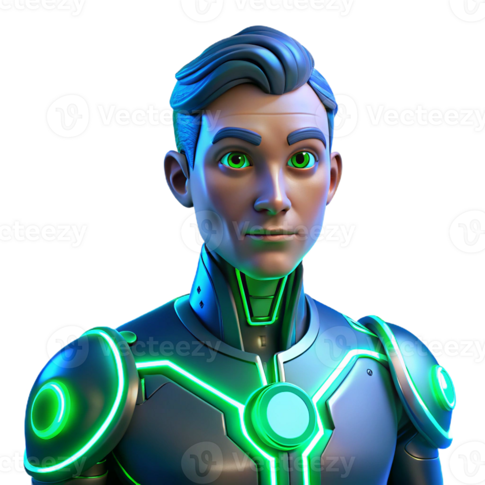 extraordinary contemporary A Cyborg with Glowing Blue Circuitry Visib premium png