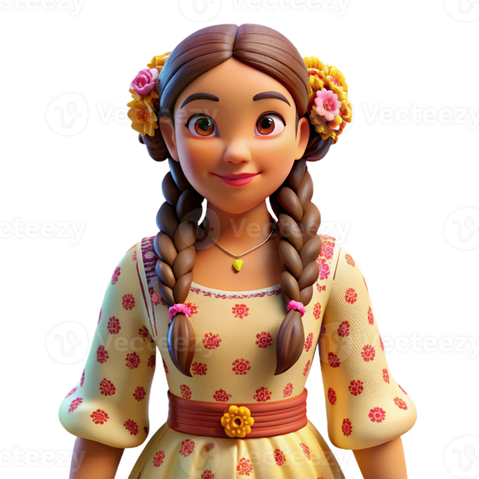 impressive contemporary A Young Girl with Braids Adorned with Fl premium png