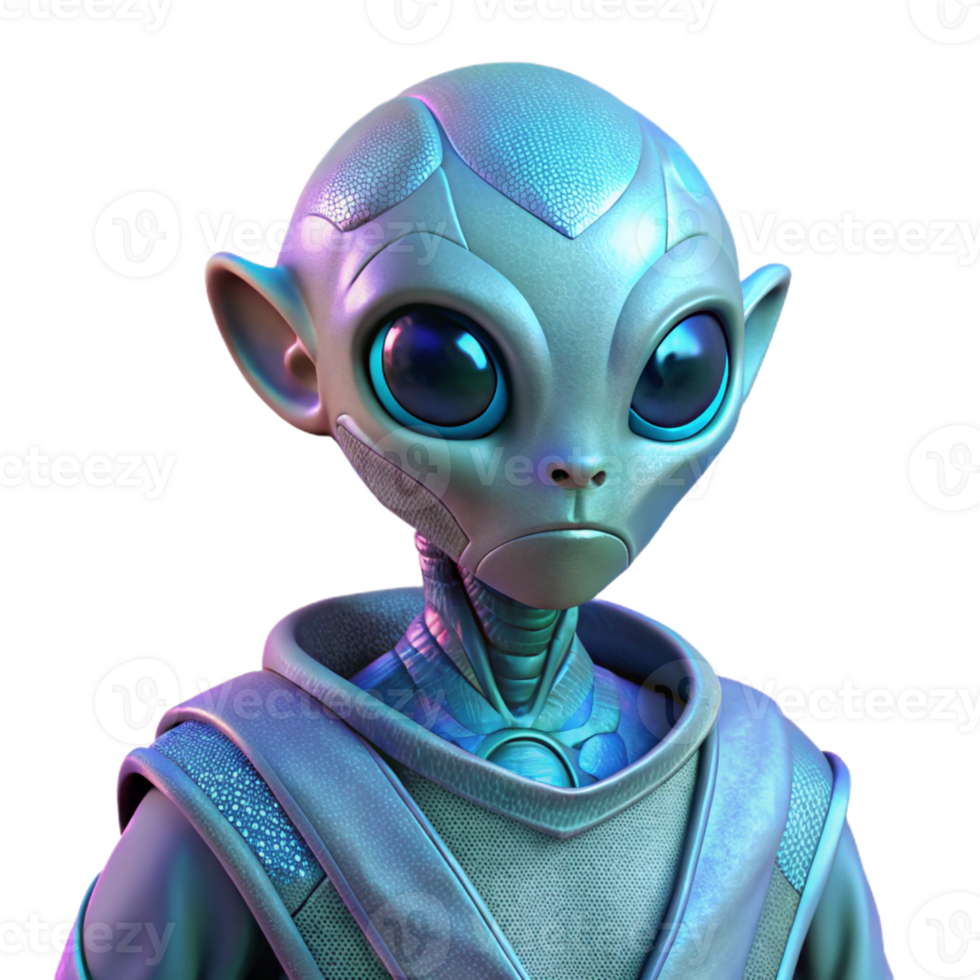 wonderful traditional An Alien with Iridescent Skin and Large detailed png