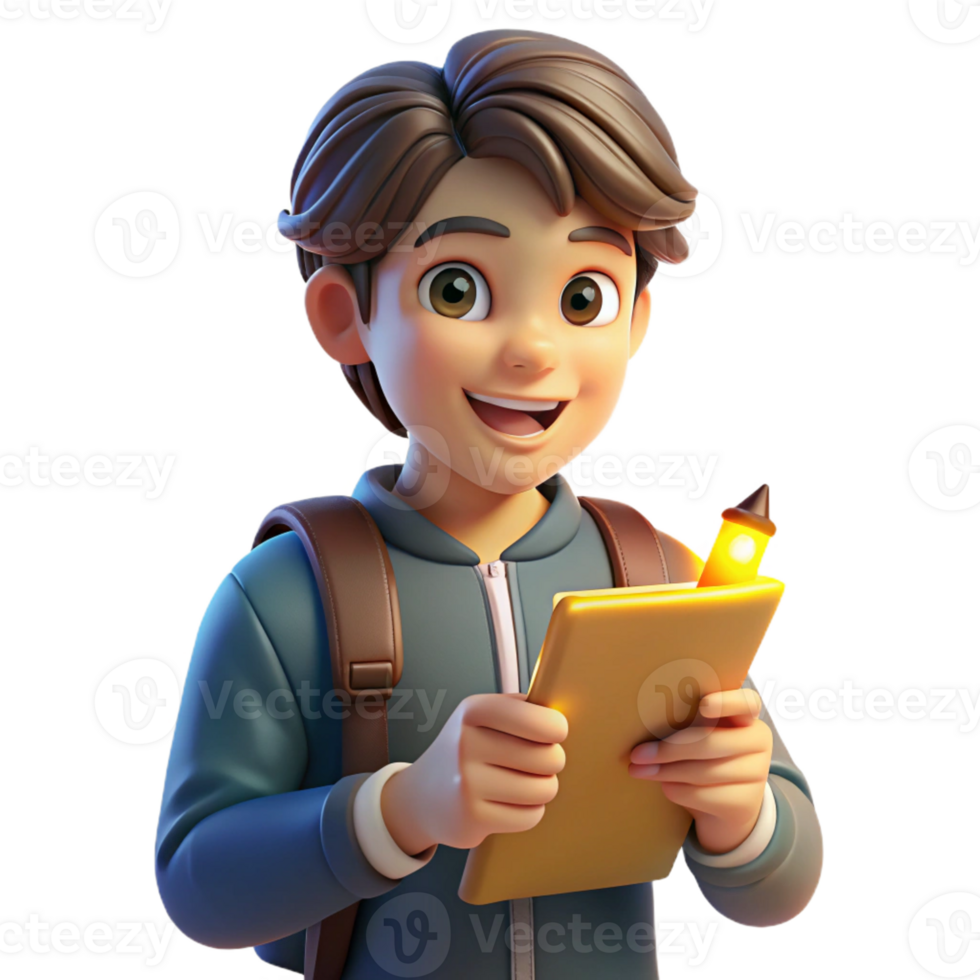 serene classic A Student with a Backpack and a Focused authentic png