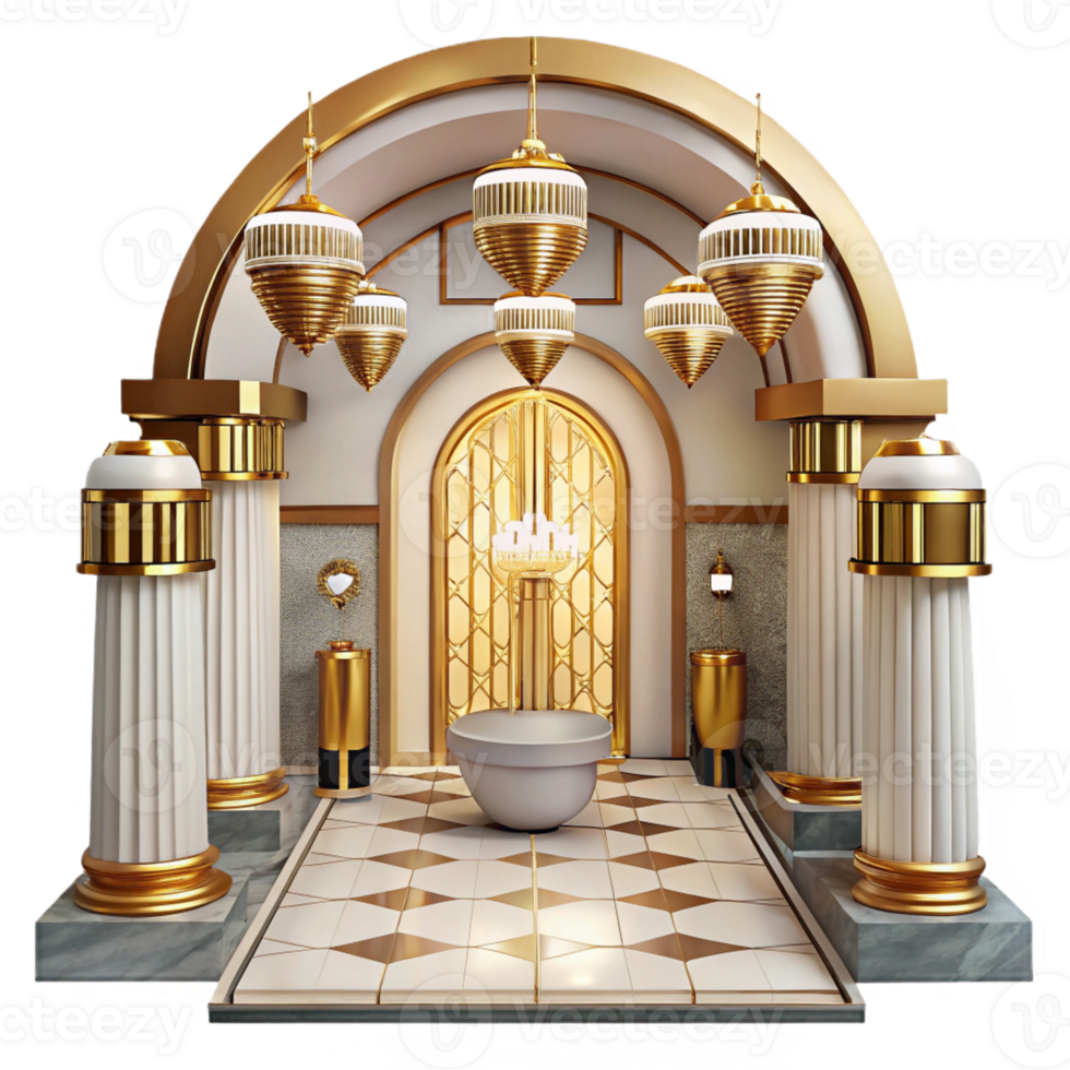 beautiful traditional An Art Deco Hotel Lobby Symmetrical Marb 4K png