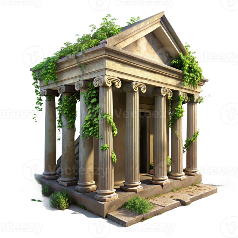 beautiful classic A Crumbling Ancient Roman Temple Overgr premium png