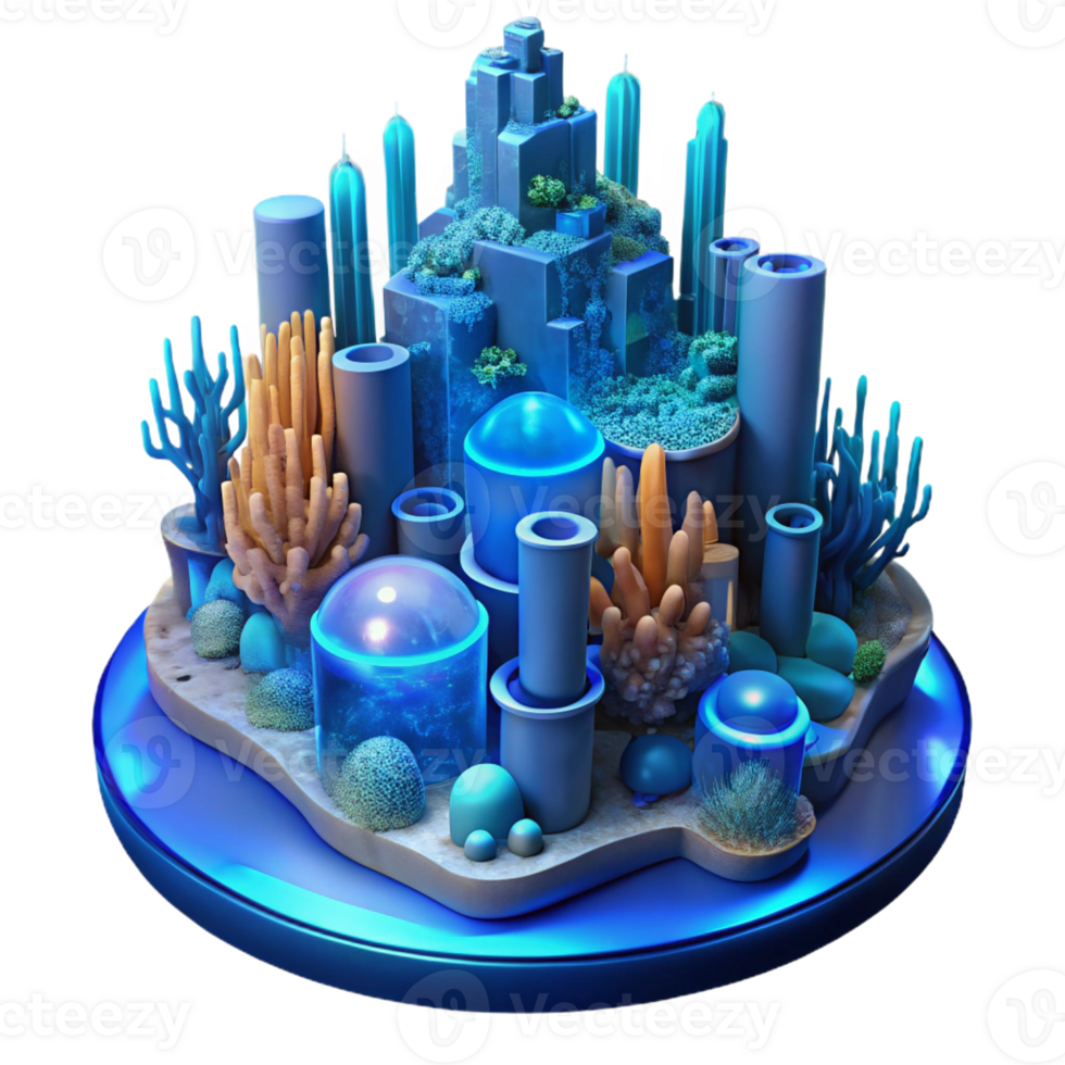 impressive vintage An Underwater City Bioluminescent Coral high resolution png