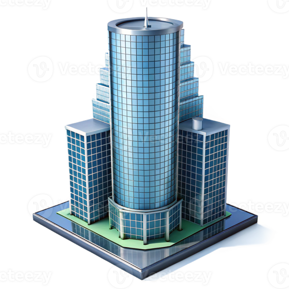 serene modern A Modernist Glass Skyscraper Reflecting high resolution png