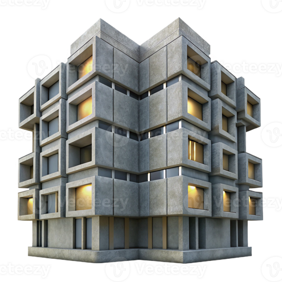 vibrant rustic A Brutalist Concrete Apartment Block Repe detailed png
