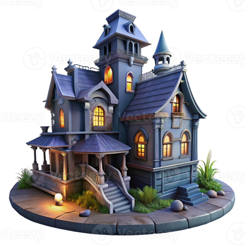 vibrant artistic A Dilapidated Haunted Victorian Mansion premium png