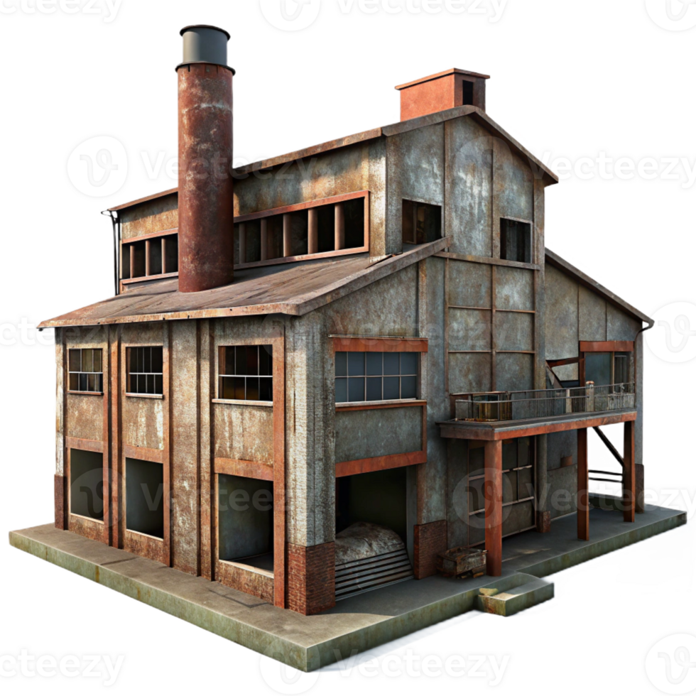 wonderful minimalist An Abandoned Industrial Factory Rusted authentic png