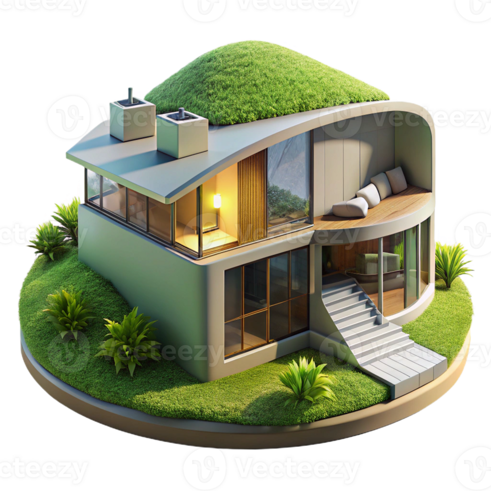 vibrant artistic A Modern Sustainable Eco House Built I 4K png