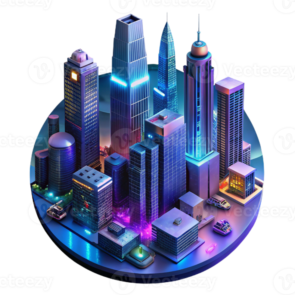 vibrant artistic A Futuristic Cityscape at Night Towering exclusive png
