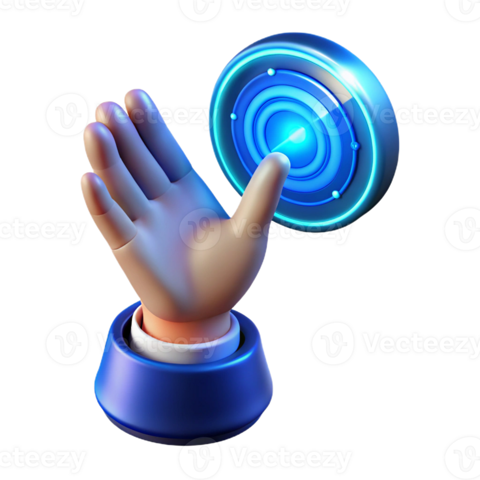 impressive modern A Hand Reaching out to Touch a Holographic detailed png