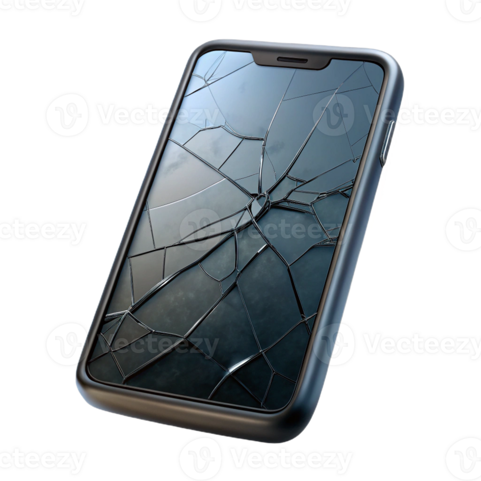 elegant classic A Cracked Smartphone Screen Displaying A high resolution png