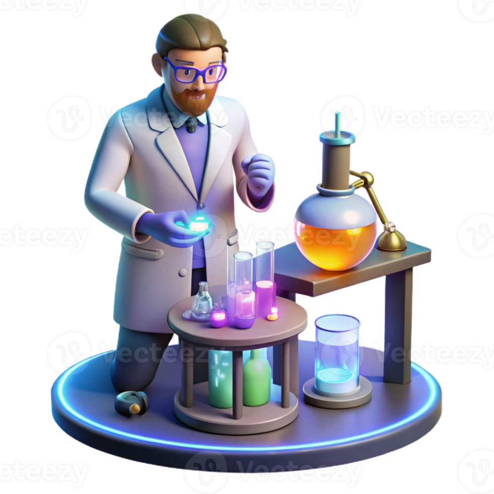 vibrant vintage A Scientist Working in a Laboratory Sur genuine png