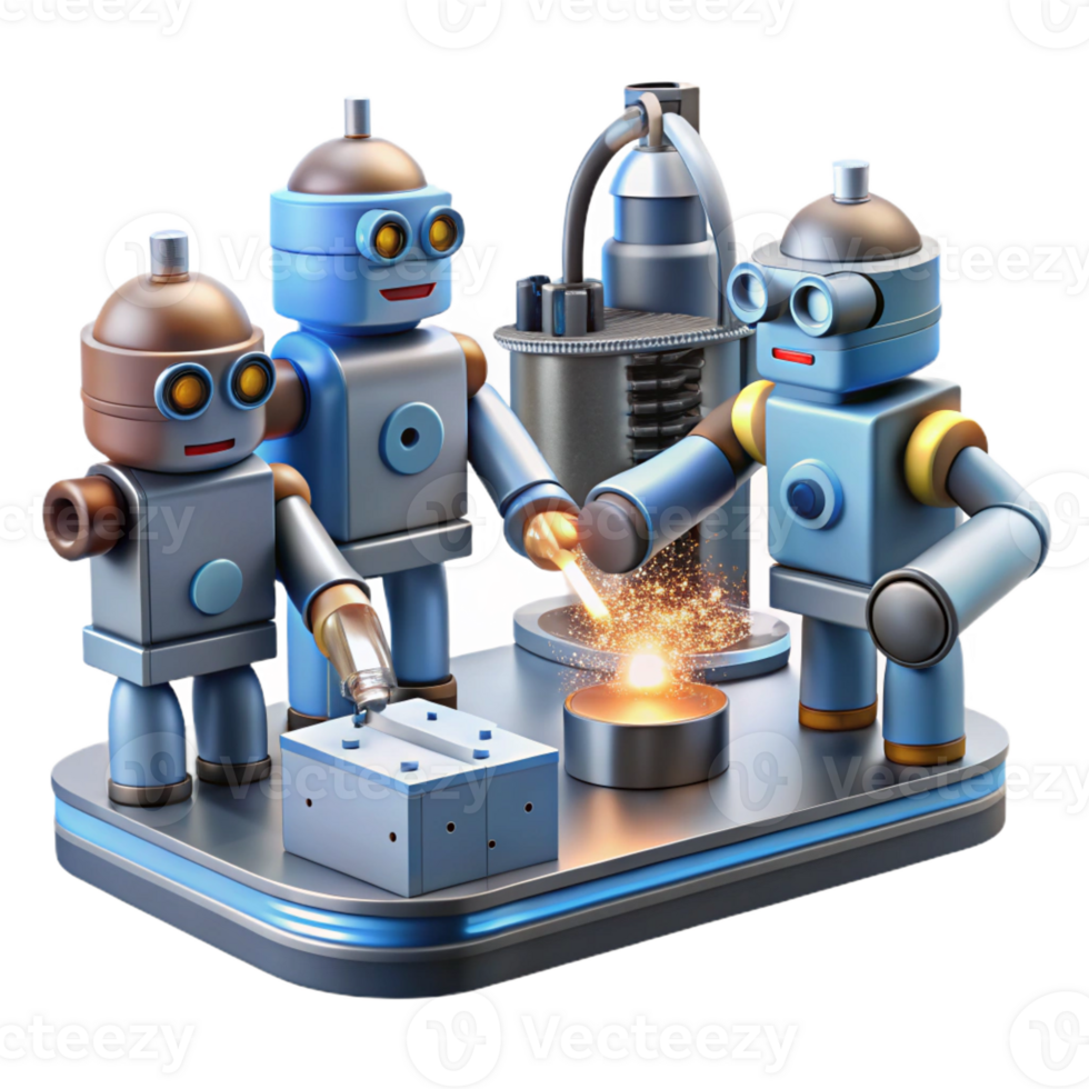 wonderful modern A Group of Robots Working Together in A high resolution png