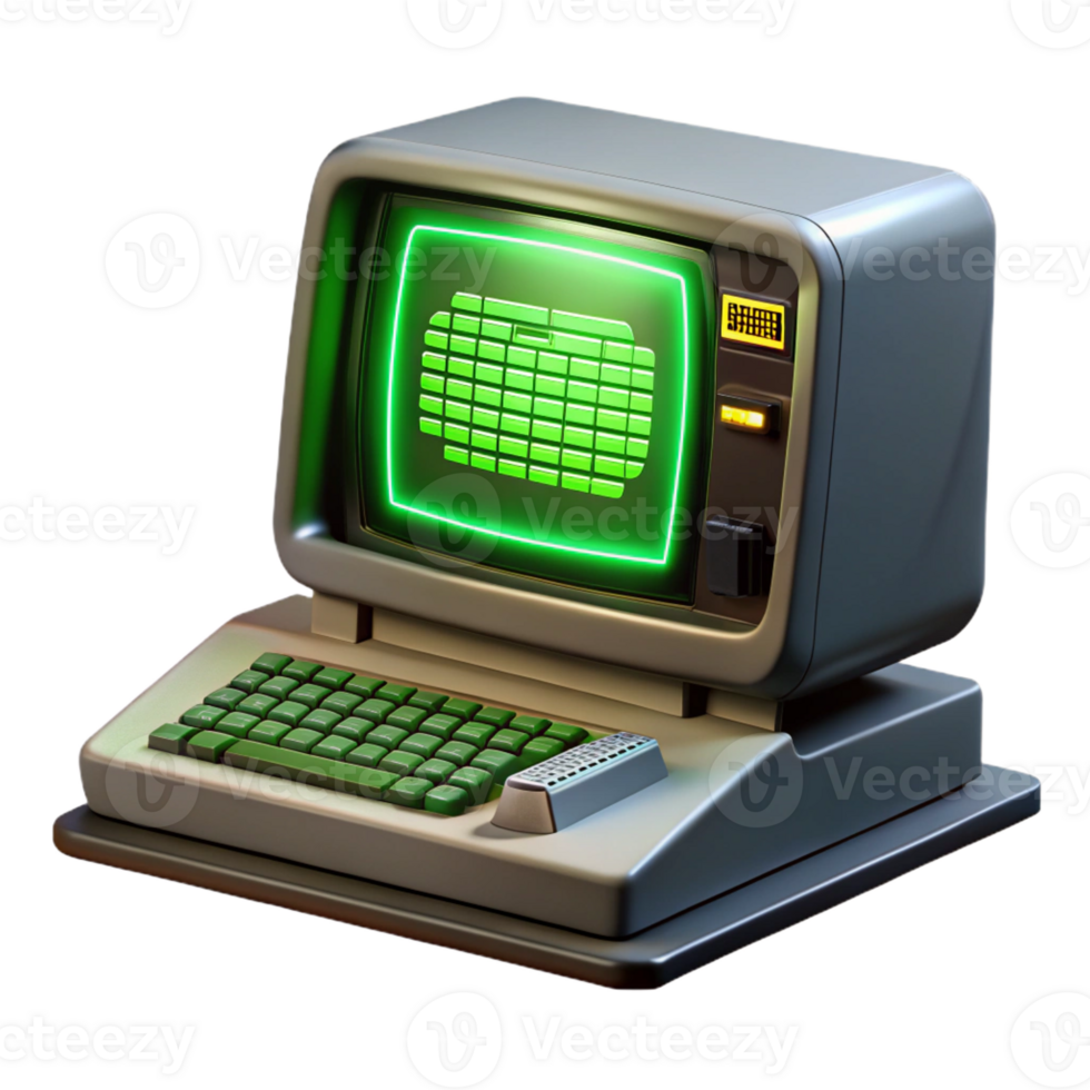 serene minimalist A Vintage Computer Terminal Displaying C original png