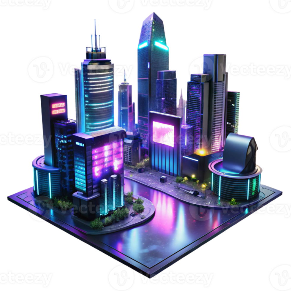 serene rustic A Futuristic Cityscape at Night Towering authentic png