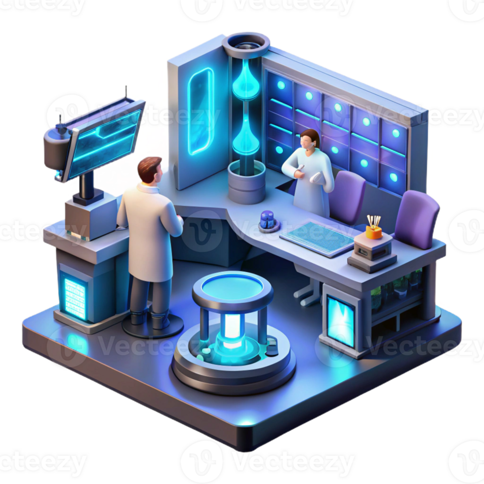 serene vintage A Futuristic Laboratory Filled with Glowi high resolution png