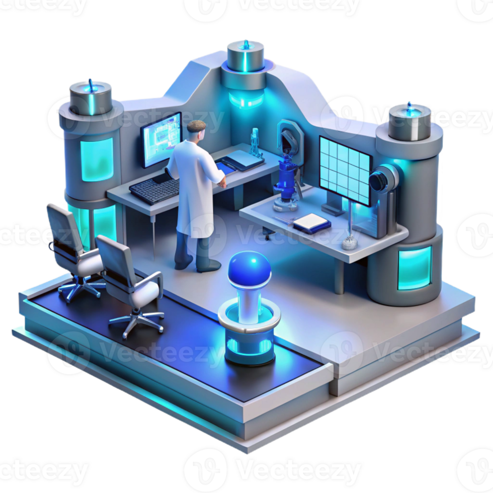 impressive modern A Futuristic Laboratory Filled with Glowi high resolution png