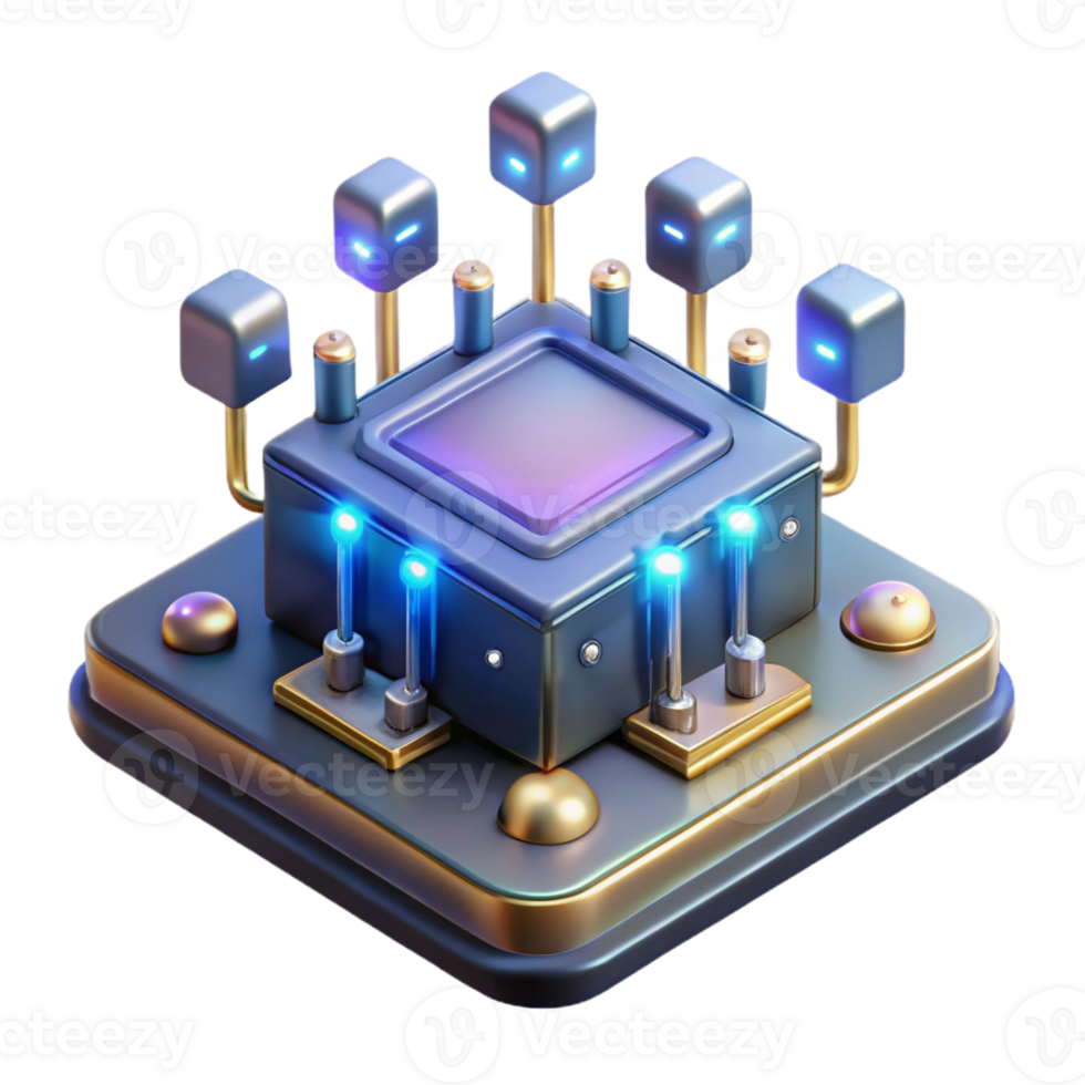 serene abstract A Levitating Circuit Board with Glowing Co high resolution png