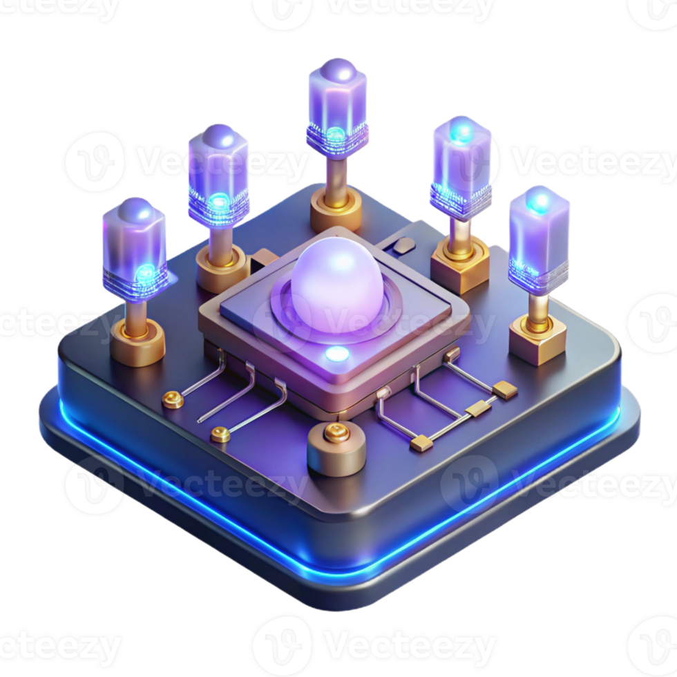elegant abstract A Levitating Circuit Board with Glowing Co authentic png