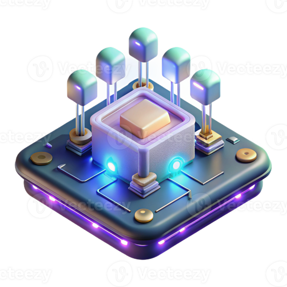 extraordinary abstract A Levitating Circuit Board with Glowing Co high resolution png