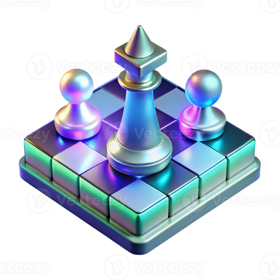vibrant rustic A Holographic Chessboard with Glowing Piec exclusive png