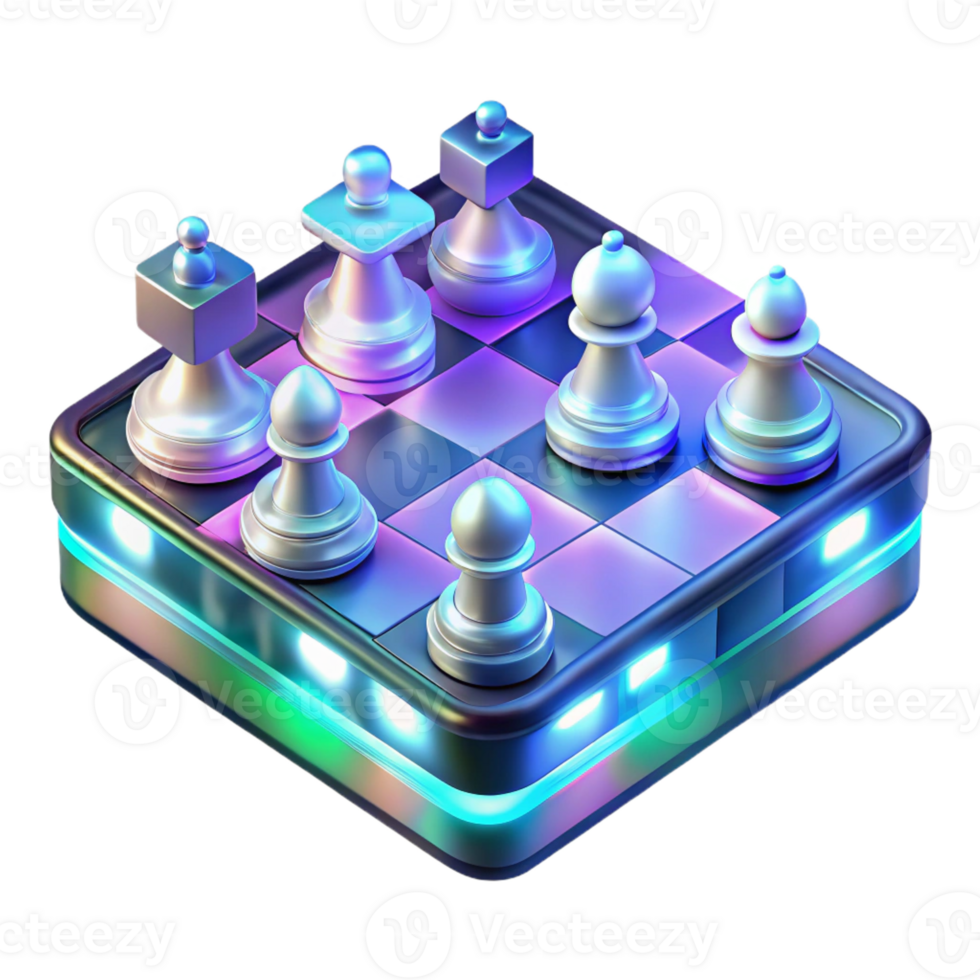 serene abstract A Holographic Chessboard with Glowing Piec genuine png