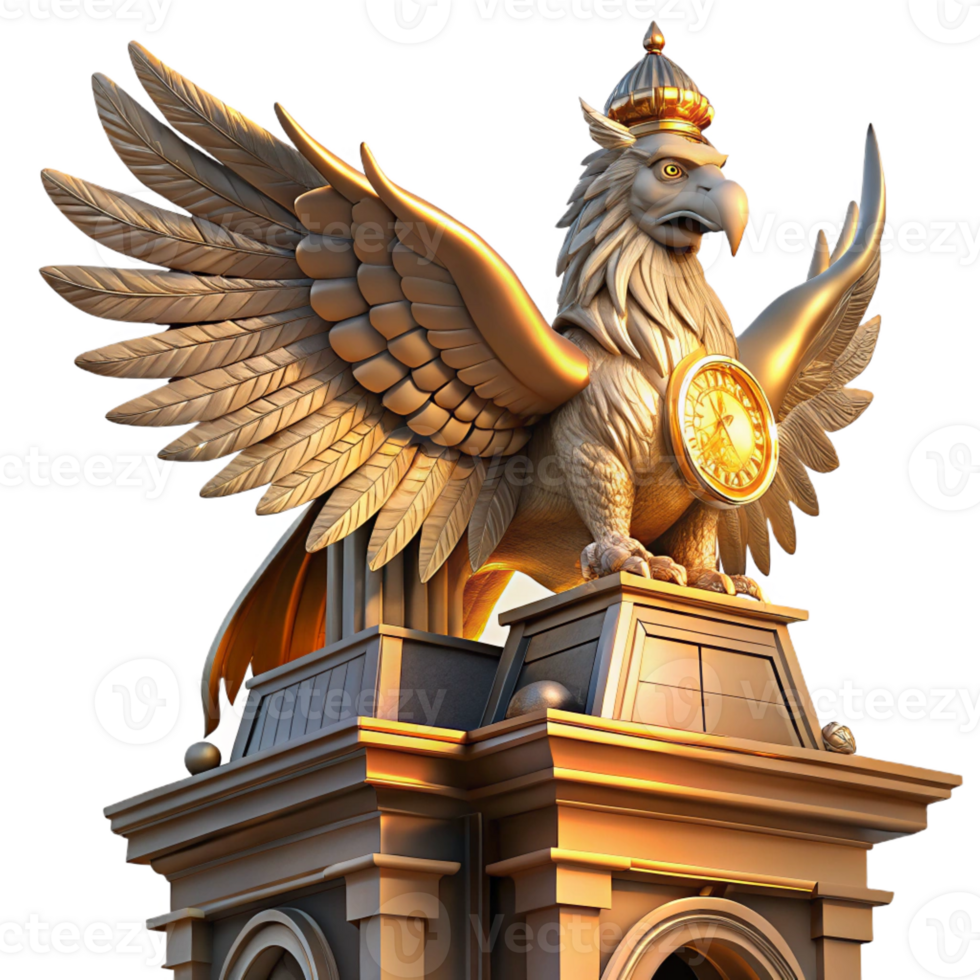 impressive artistic A Majestic Griffin Perched Atop a Crumblin 4K png