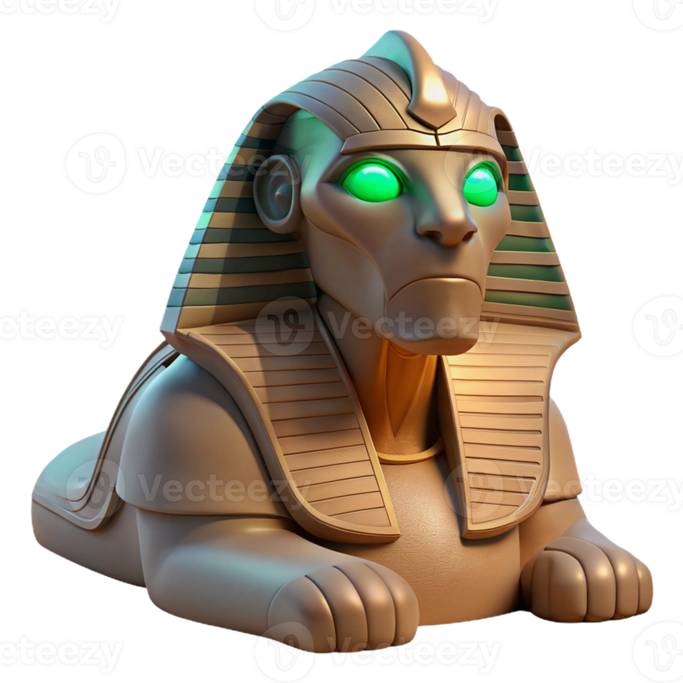wonderful modern Mysterious Sphinx with Emerald Eyes 4K png