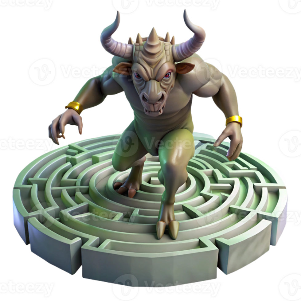 wonderful minimalist Minotaur Charging Through a Lab 4K png