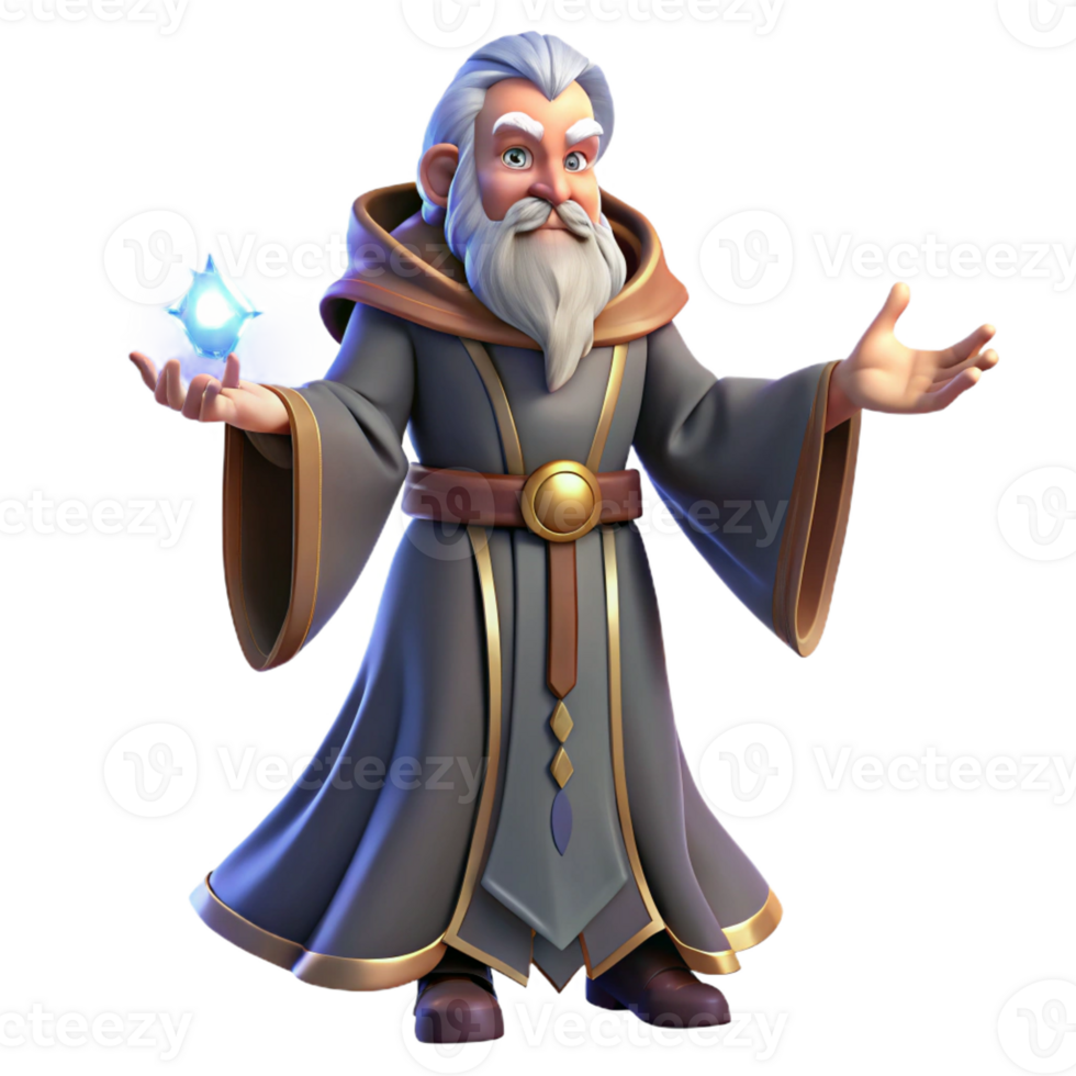 serene contemporary A Wise Old Wizard Casting a Spell Glowi professional png