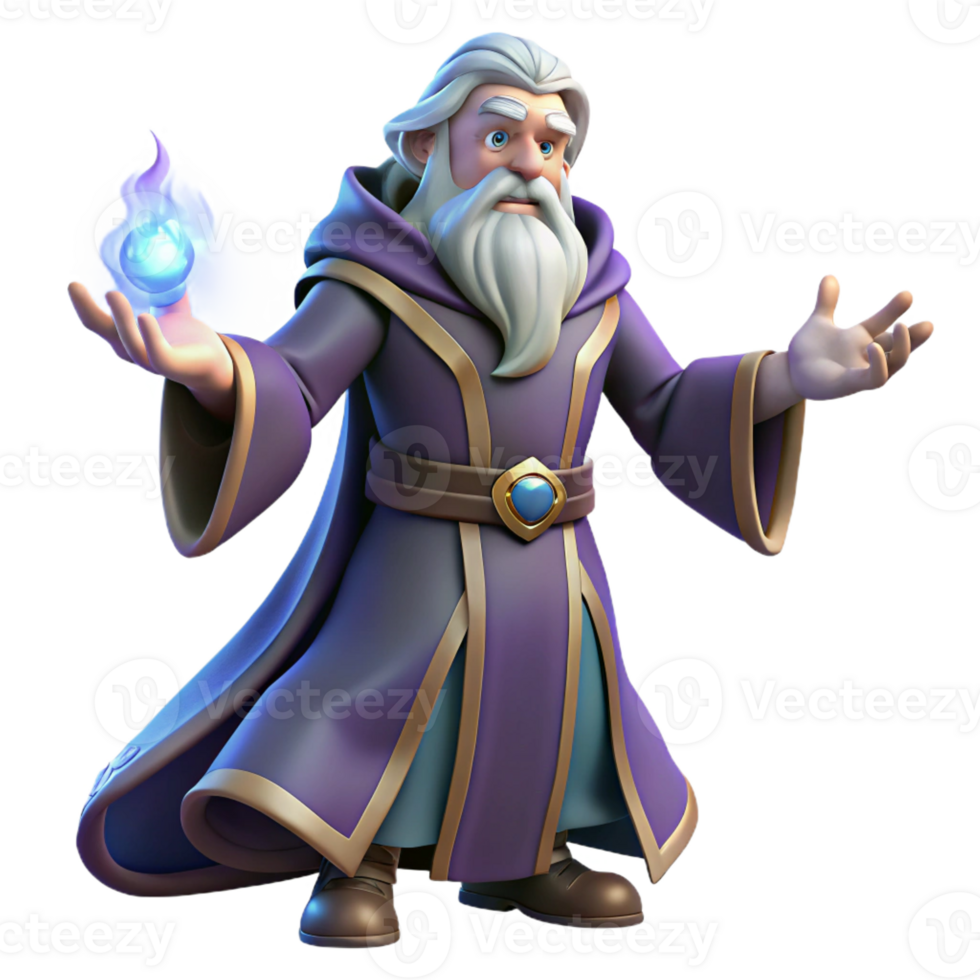 wonderful modern A Wise Old Wizard Casting a Spell Glowi premium png