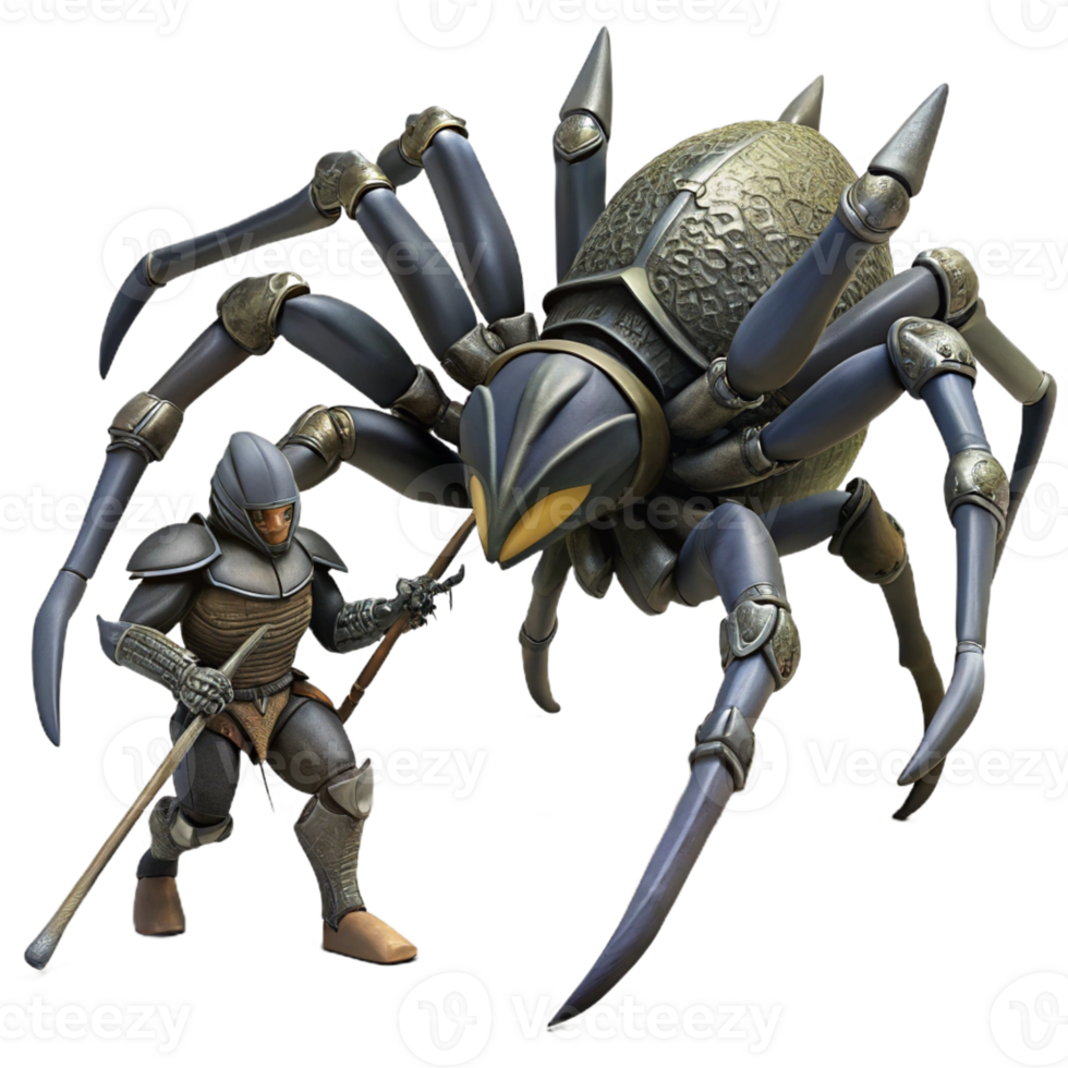 extraordinary creative A Lone Knight Battling a Giant Spider D authentic png