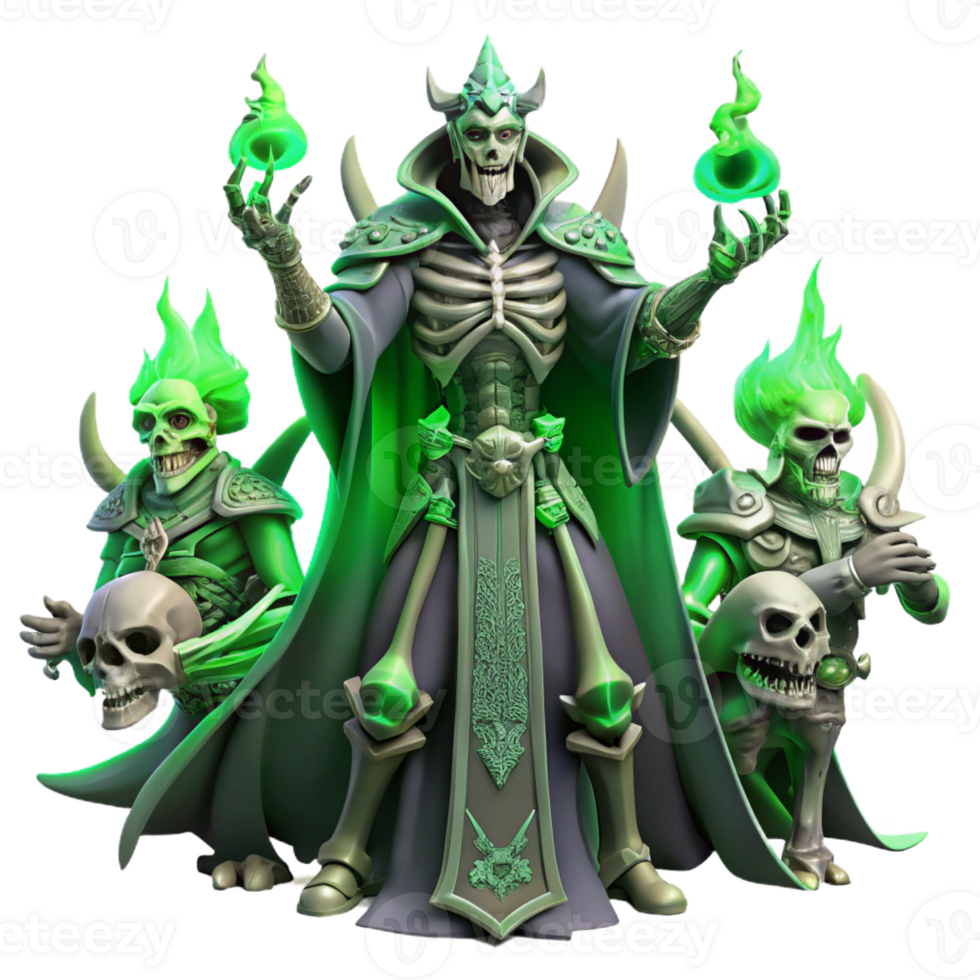 serene minimalist A Powerful Lich Raising an Army of Skeleto professional png