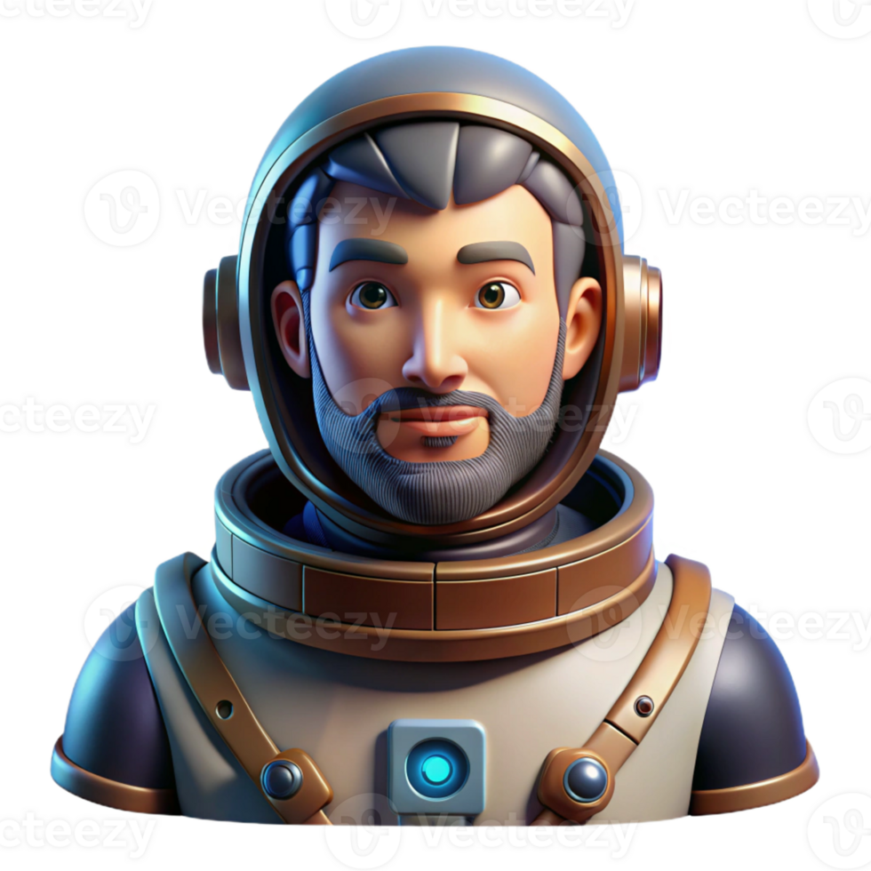 elegant artistic Portrait of a Seasoned Astronaut in a Spac detailed png