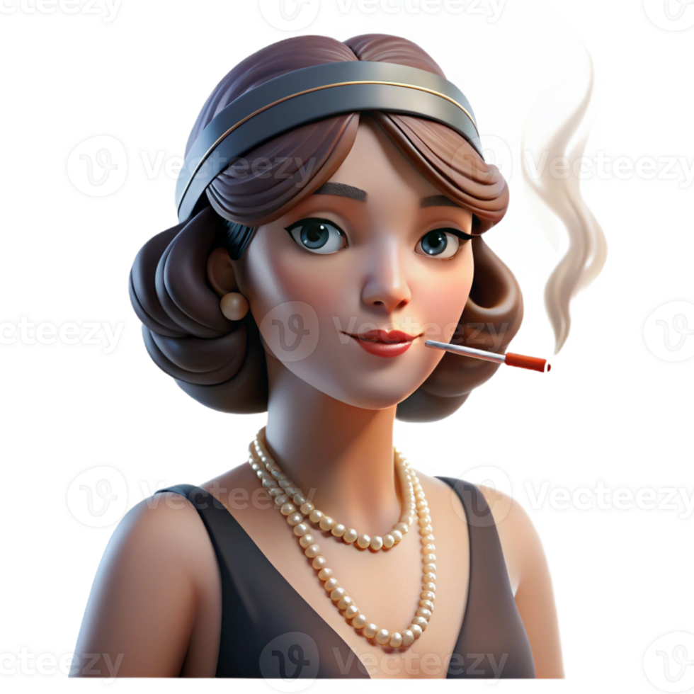 elegant rustic Portrait of an Elegant Woman in a Flappe exclusive png