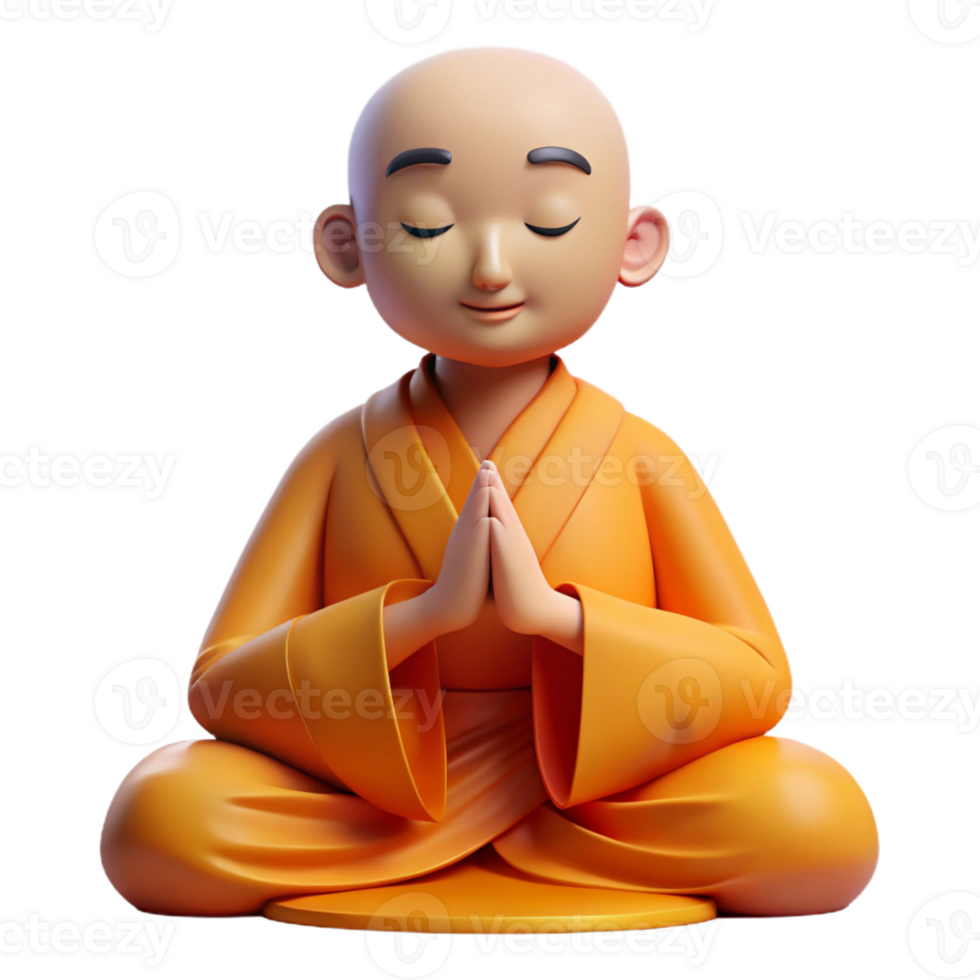 impressive traditional Portrait of a Serene Buddhist Monk in Oran 4K png
