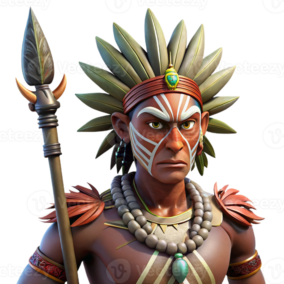 elegant artistic Portrait of a Tribal Warrior with Intric genuine png