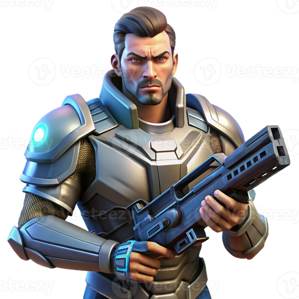 stunning abstract Portrait of a Futuristic Soldier in Power high quality png
